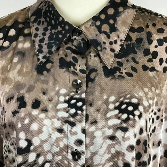 Fabulous George Simonton Says Silky Animal Leopard Print Tunic Shirt 2X Pockets - Picture 3 of 14